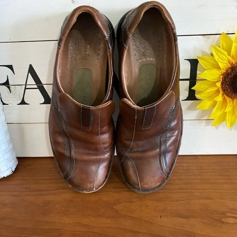 Clarks Escalade, brown leather upper 9 1/2 loafers